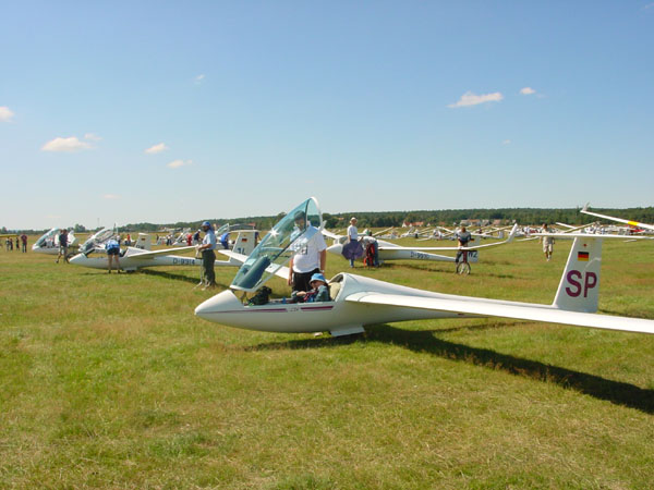 Our two gliders on the first row of the grid